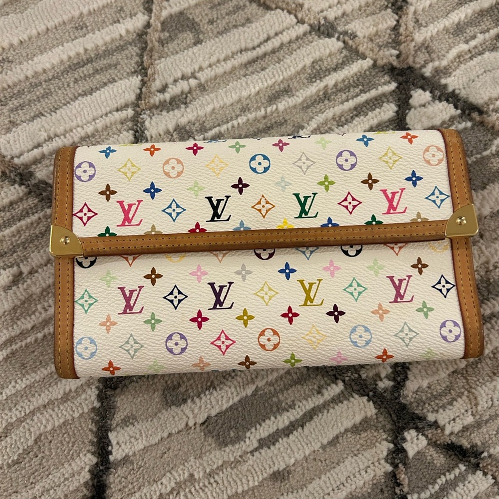 White with colorful monogram Louis Vuitton wallet